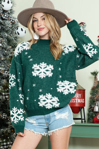 *Website Exclusive * Christmas Snowflake Mock Neck Sweater