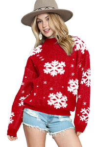 *Website Exclusive * Christmas Snowflake Mock Neck Sweater