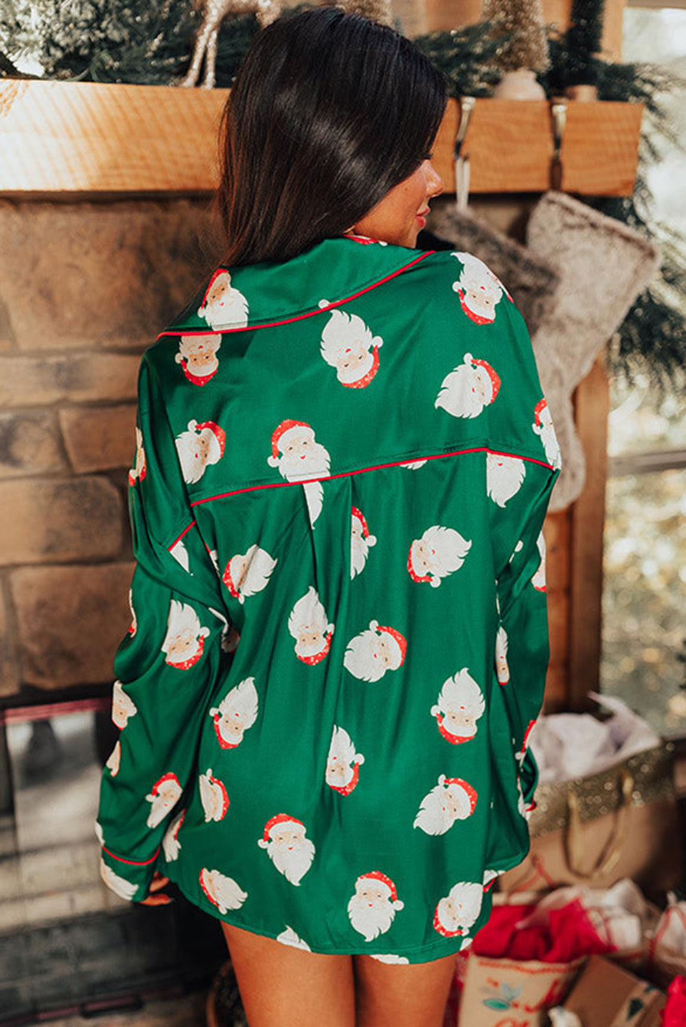 *WEBSITE EXCLUSIVE* Green Christmas Santa Pajama Set