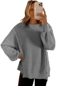 *WEBSITE EXCLUSIVE* Knit Bishop Sleeve Oversized Sweatshirt