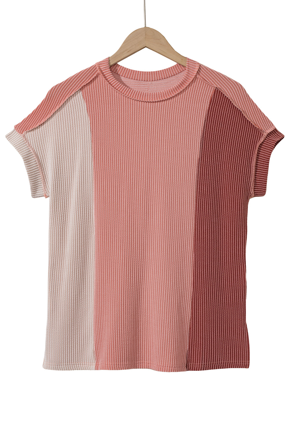 *WEBSITE EXCLUSIVE* Colorblock Ribbed Round Neck T Shirt