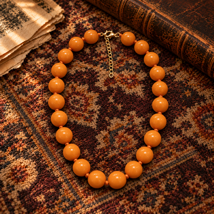 Orange Chunky Bead Necklace (FW)