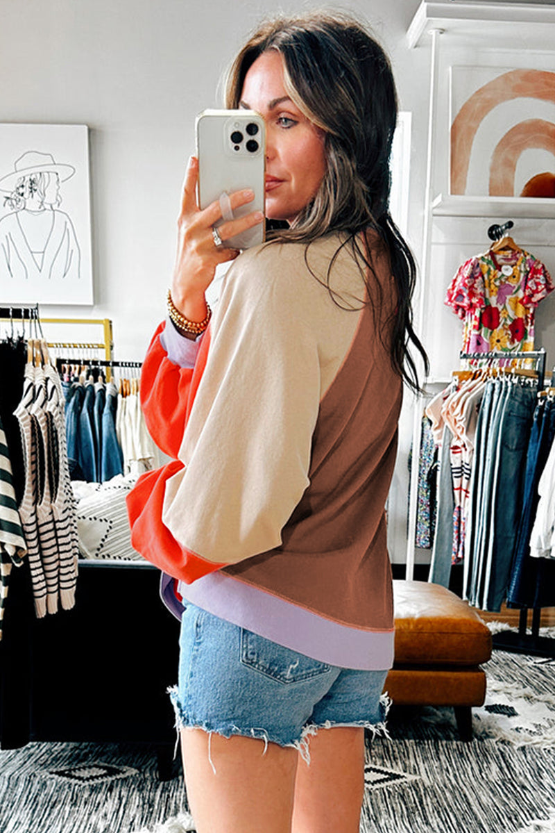 *Website Exclusive* Frances Orange Colorblock Loose Fit Top