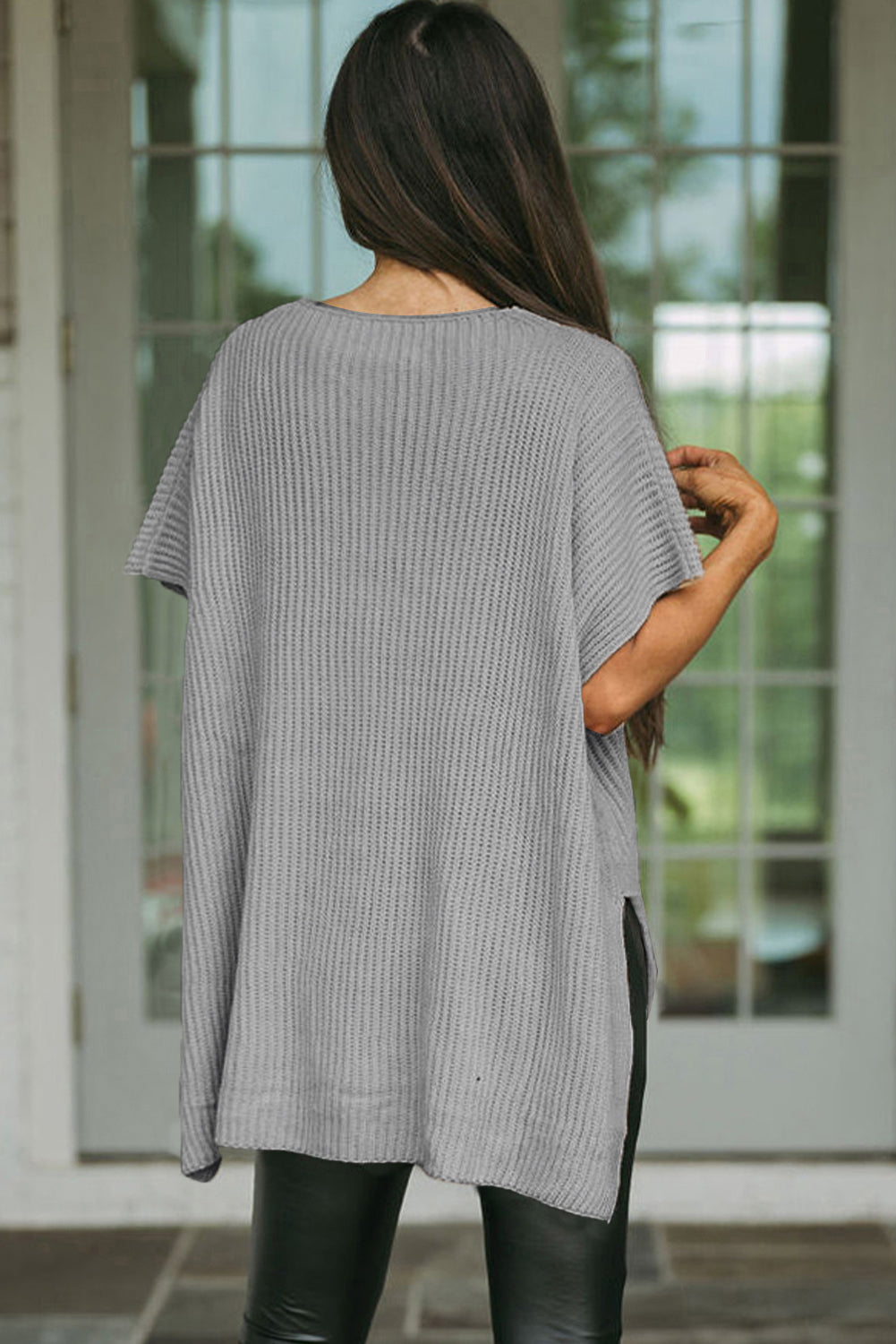 *WEBSITE EXCLUSIVE*  Delia Side Slit Short Sleeve Oversized Sweater