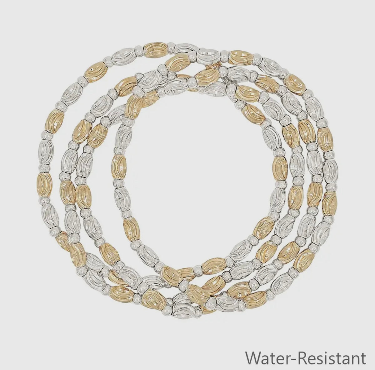Set of 4 Textured Silver & Gold Bracelets