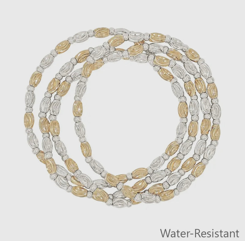 Set of 4 Textured Silver & Gold Bracelets