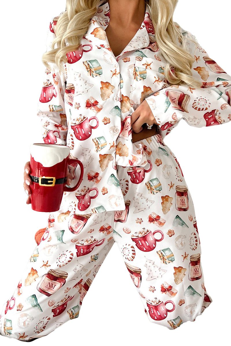 *WEBSITE EXCLUSIVE* White Christmas Pattern Pajama Set