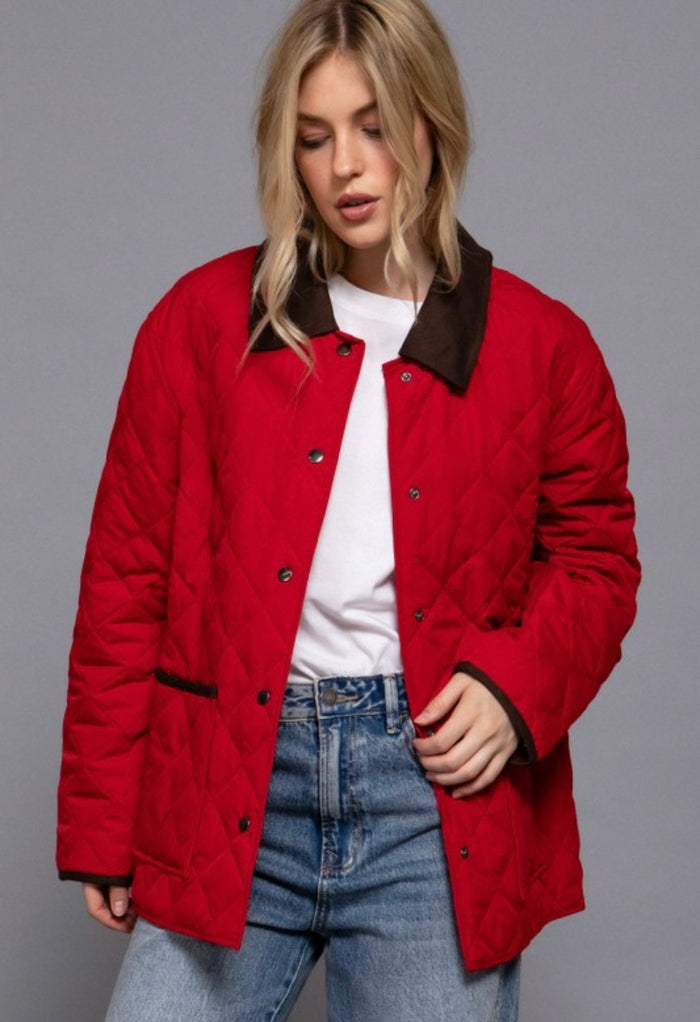 Red Quilted Barn Jacket