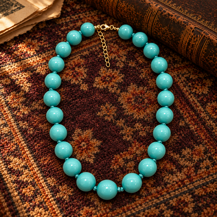 Light Blue Chunky Bead Necklace (FW)