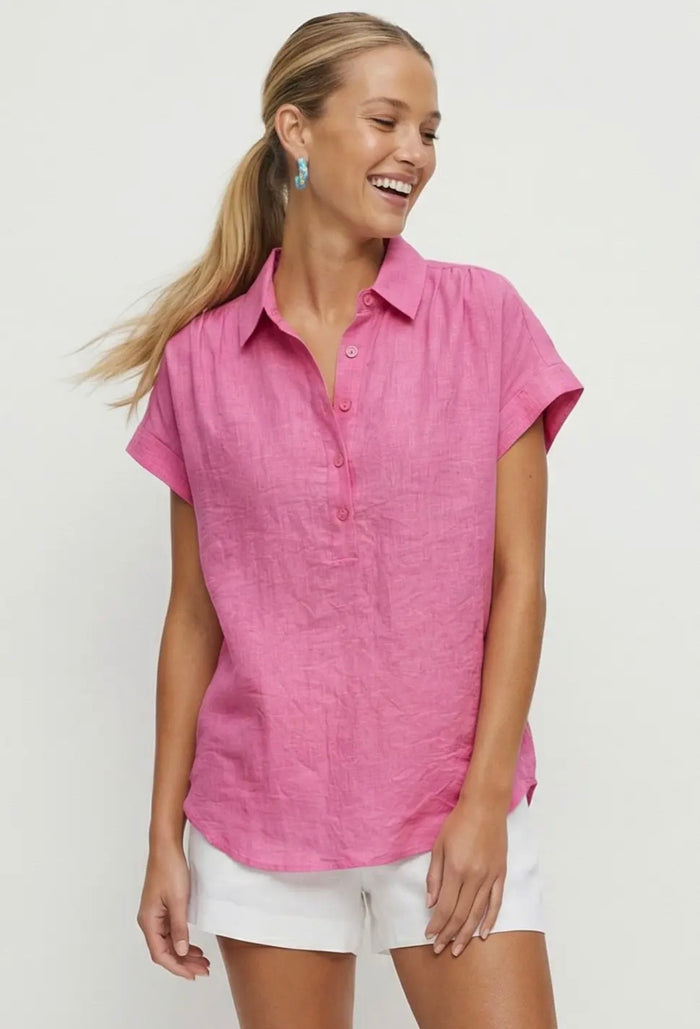 Pink Lightweight Short Sleeve Blouse