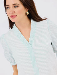 Mint & White Striped Blouse