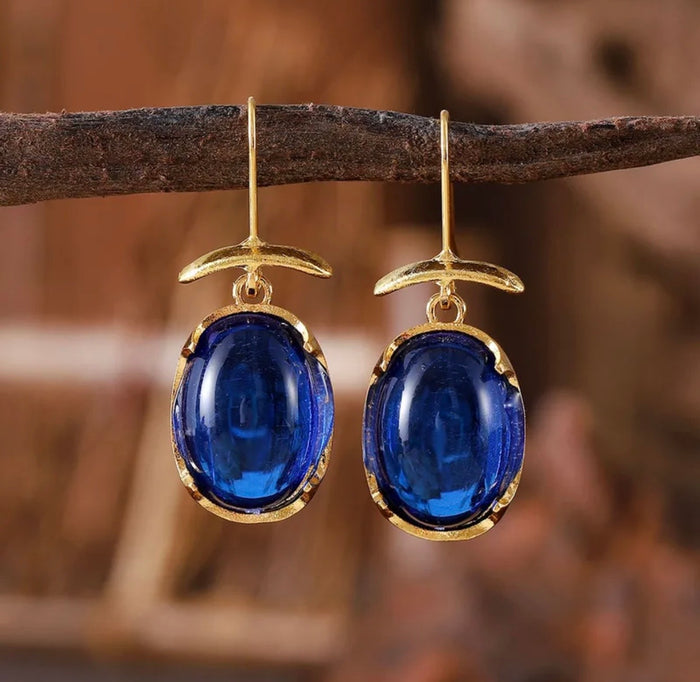 Blue Oval Earrings