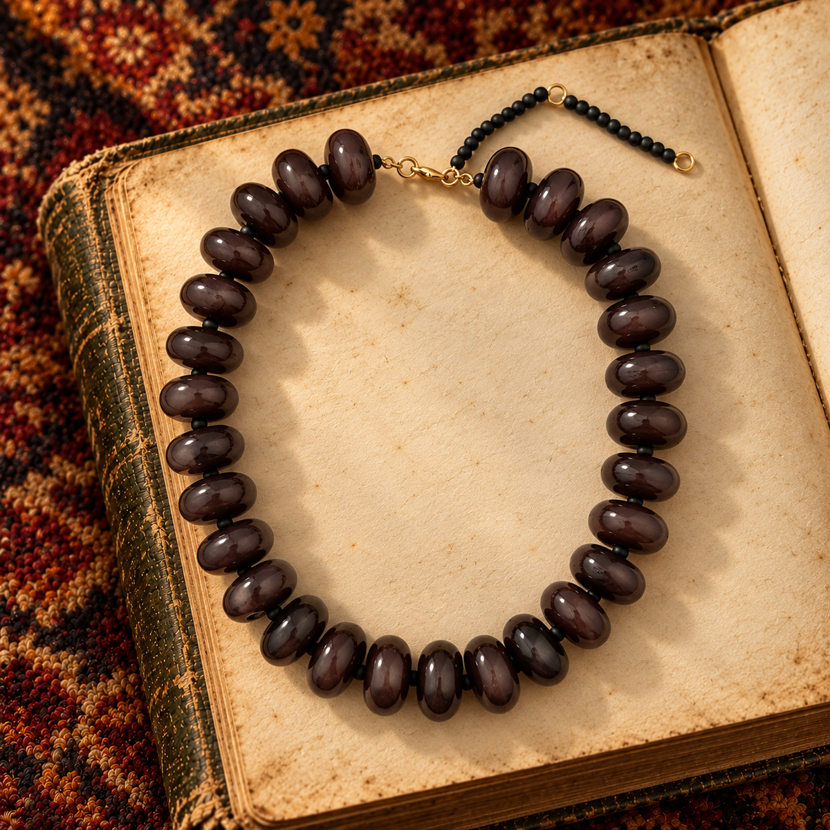 Chunky Black Bead Necklace