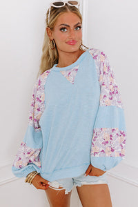 *WEBSITE EXCLUSIVE* Piper Rib Floral Patchwork Balloon Sleeve Top