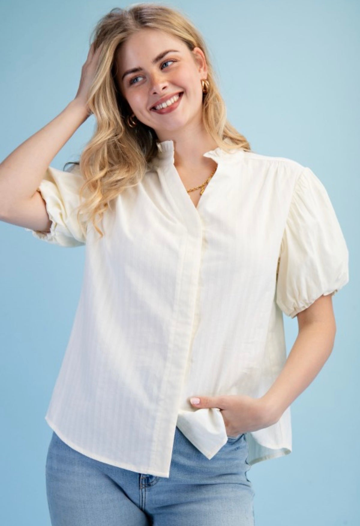Cream Button Up Blouse