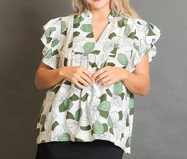 *Available in Store* Floral Print Blouse Green