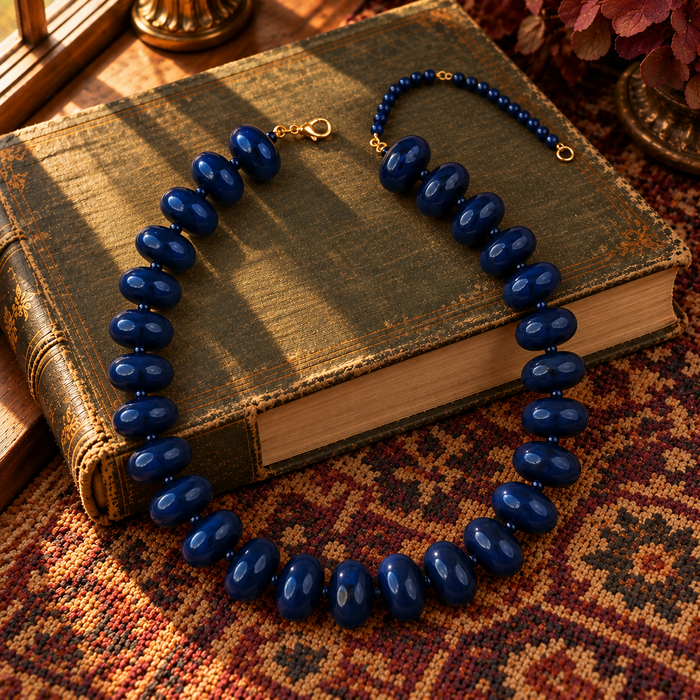 Navy Chunky Bead Necklace