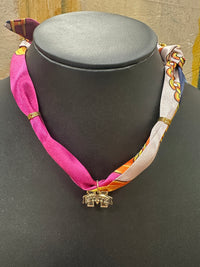 Hot Pink Scarf Necklace with Mississippi State Charm