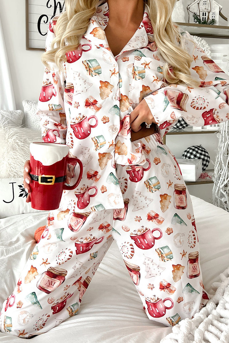 *WEBSITE EXCLUSIVE* White Christmas Pattern Pajama Set