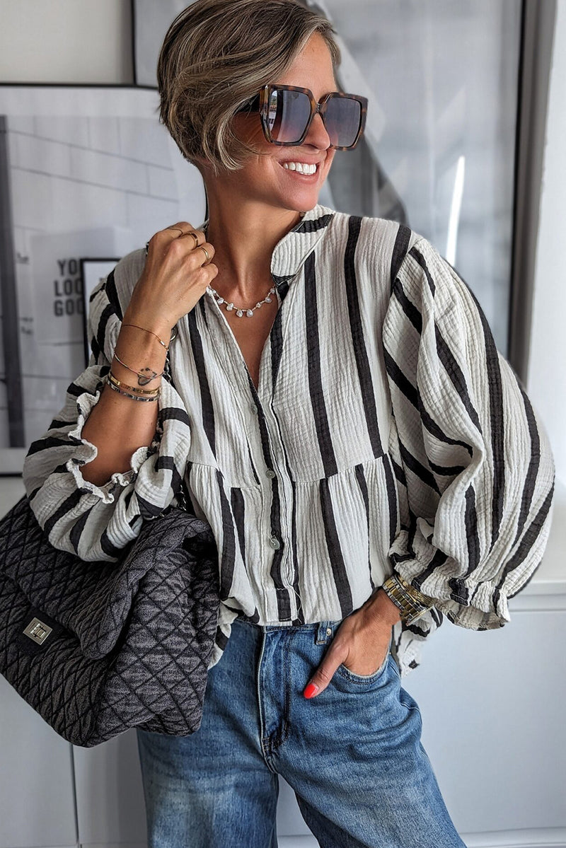 *WEBSITE EXCLUSIVE* Black Stripe Loose Top