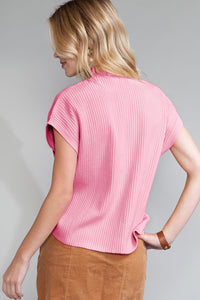 *Website Exclusive* Lee Patch Pocket Ribbed Knit Short Sleeve Sweater