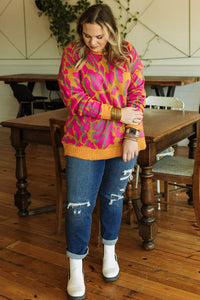 *WEBSITE EXCLUSIVE* Plus Size Leopard Ribbed Trim Sweater