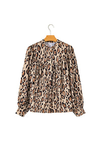 *Website Exclusive*  Leopard Print Balloon Sleeve Loose Blouse