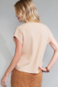 *Website Exclusive* Lee Patch Pocket Ribbed Knit Short Sleeve Sweater