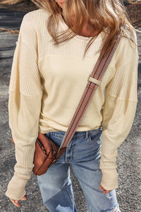 *WEBSITE EXCLUSIVE* Beige Thermal Long Sleeve Top