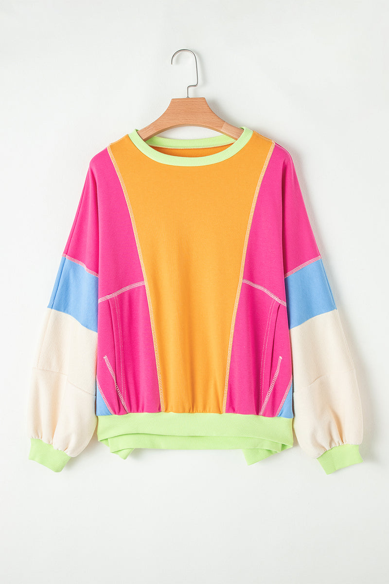 *Website Exclusive * Colorblock Patchwork Drop Shoulder Top