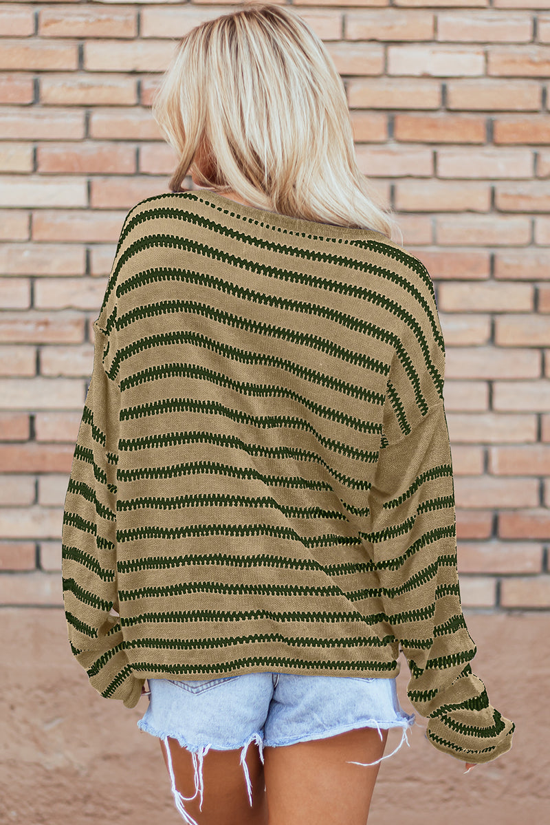 *WEBSITE EXCLUSIVE*  Aria Stripe Round Neck Drop Shoulder Sweater