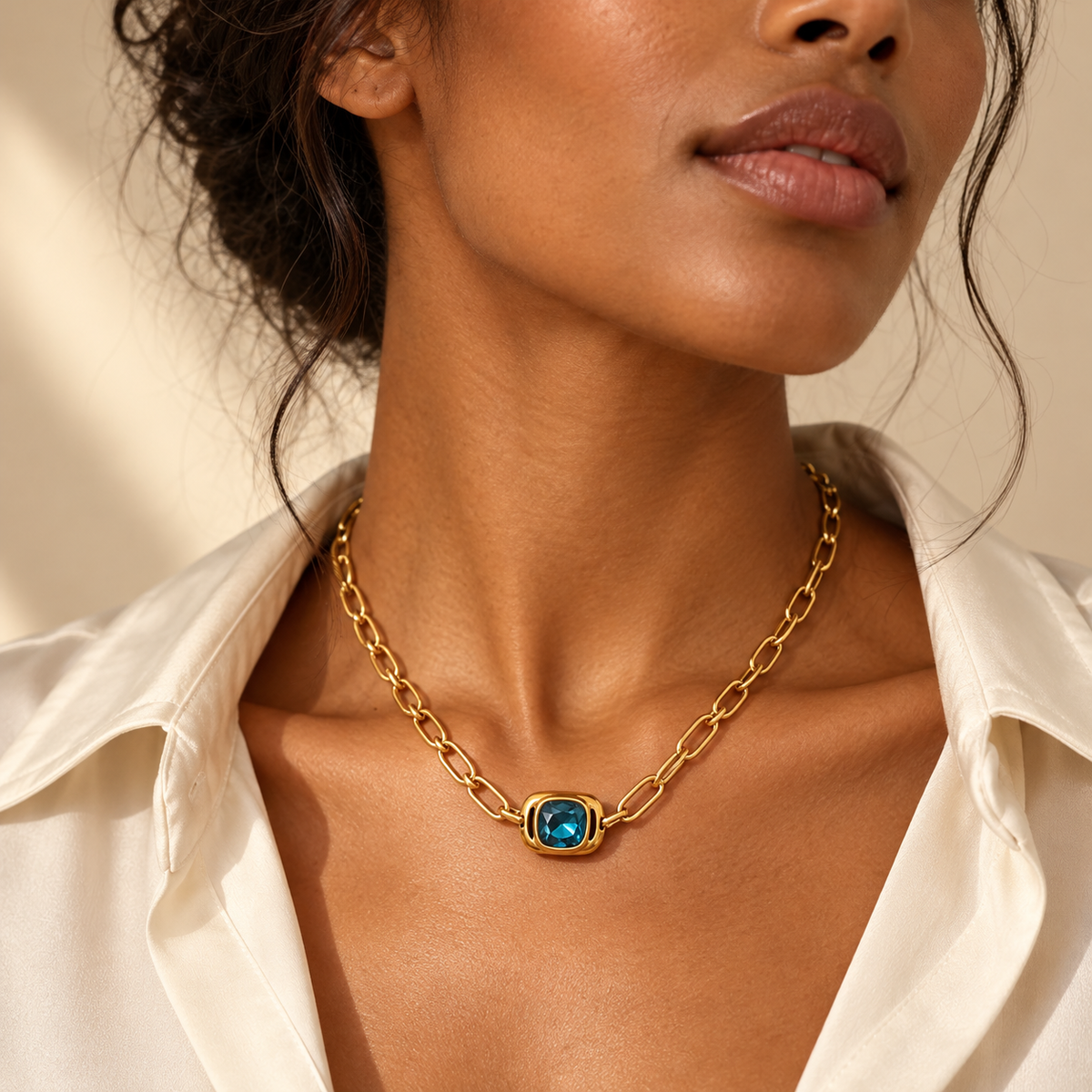 Blue Pendant Gold Necklace