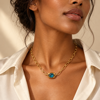 Blue Pendant Gold Necklace