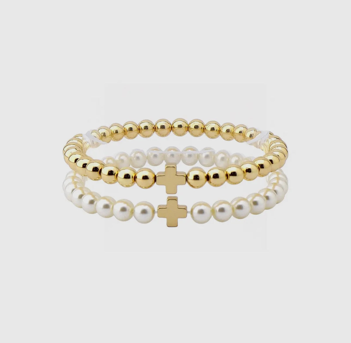 Gold & Pearl Bracelet Set