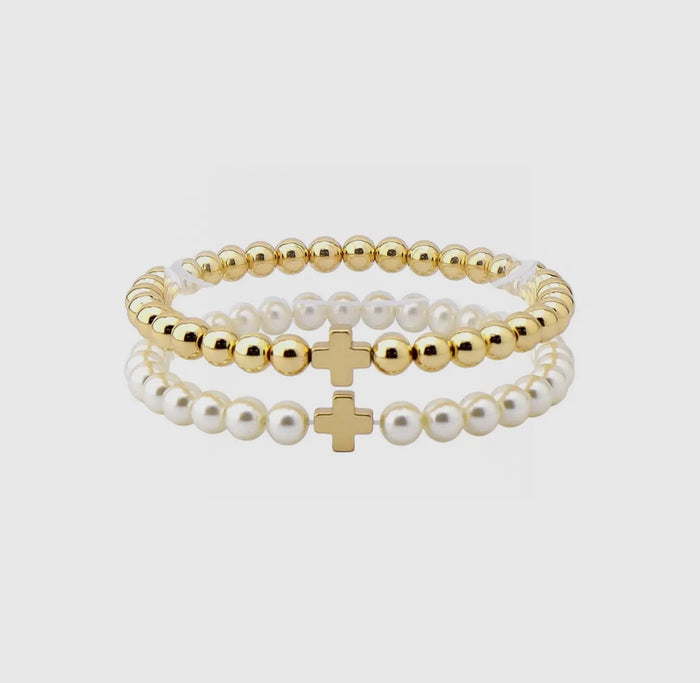 Gold & Pearl Bracelet Set