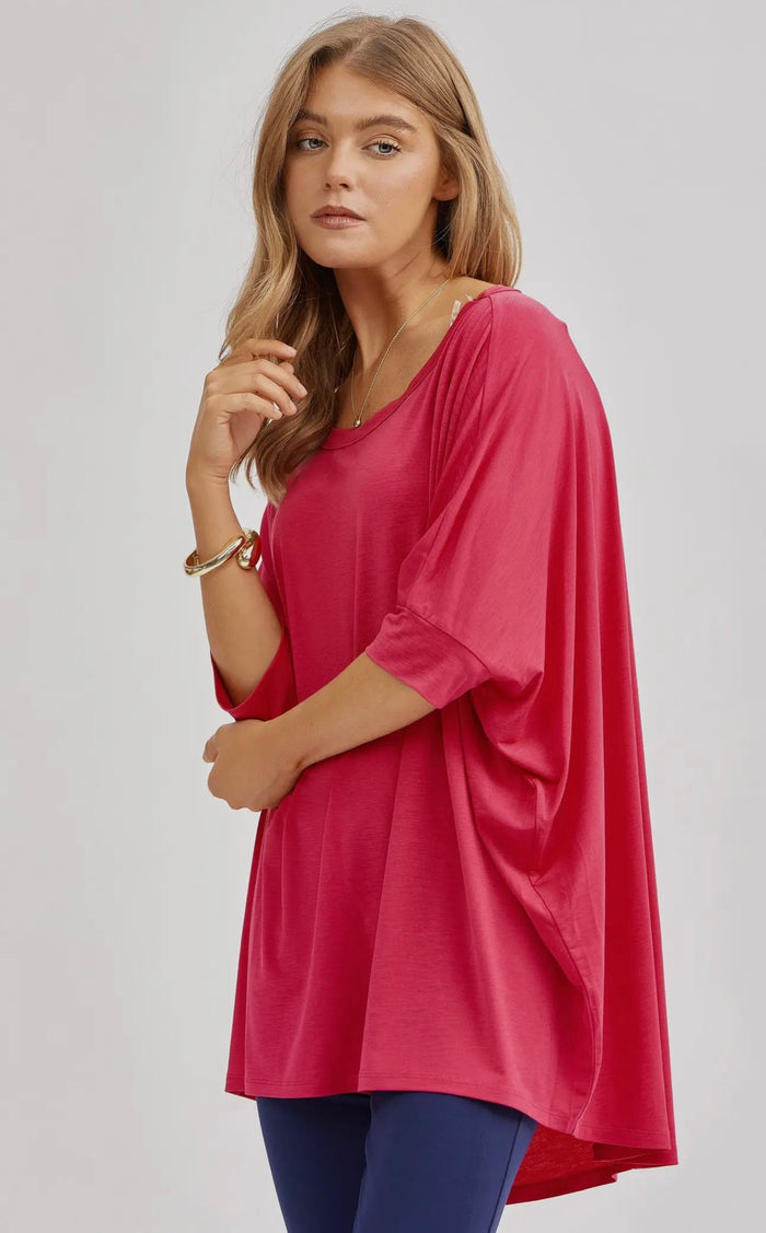 Hot Pink, Green, or Blue Dolman Style Top