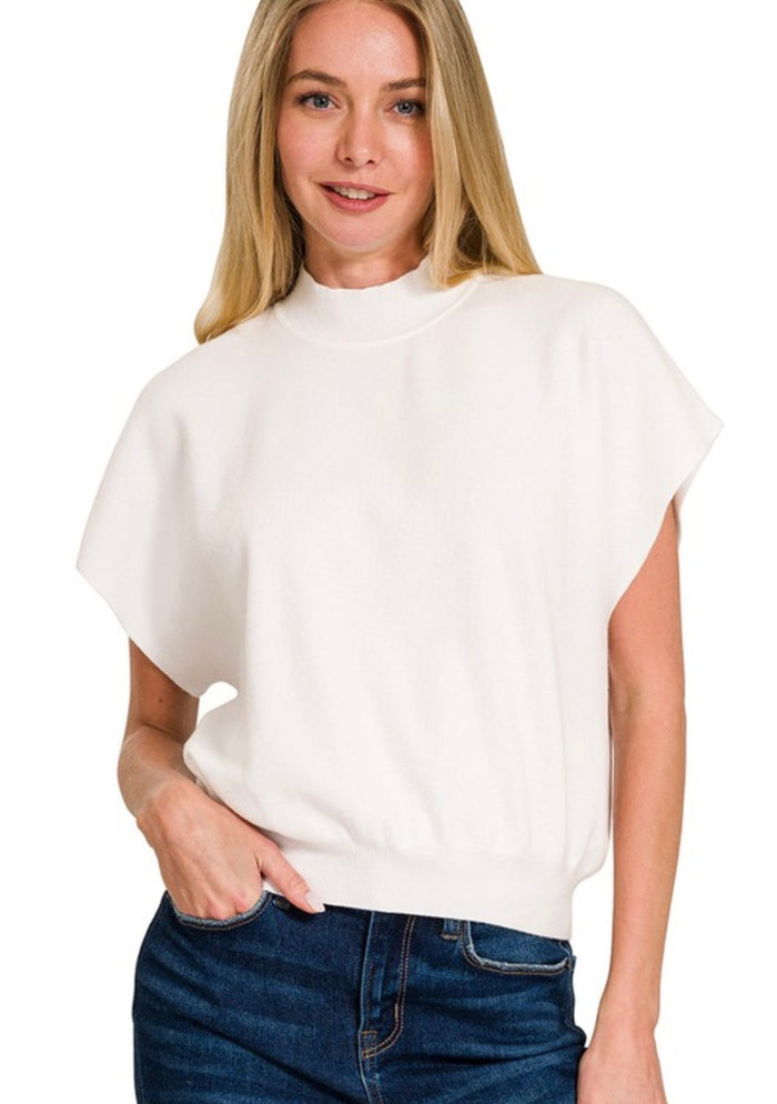 Off White Mock Neck Sweater