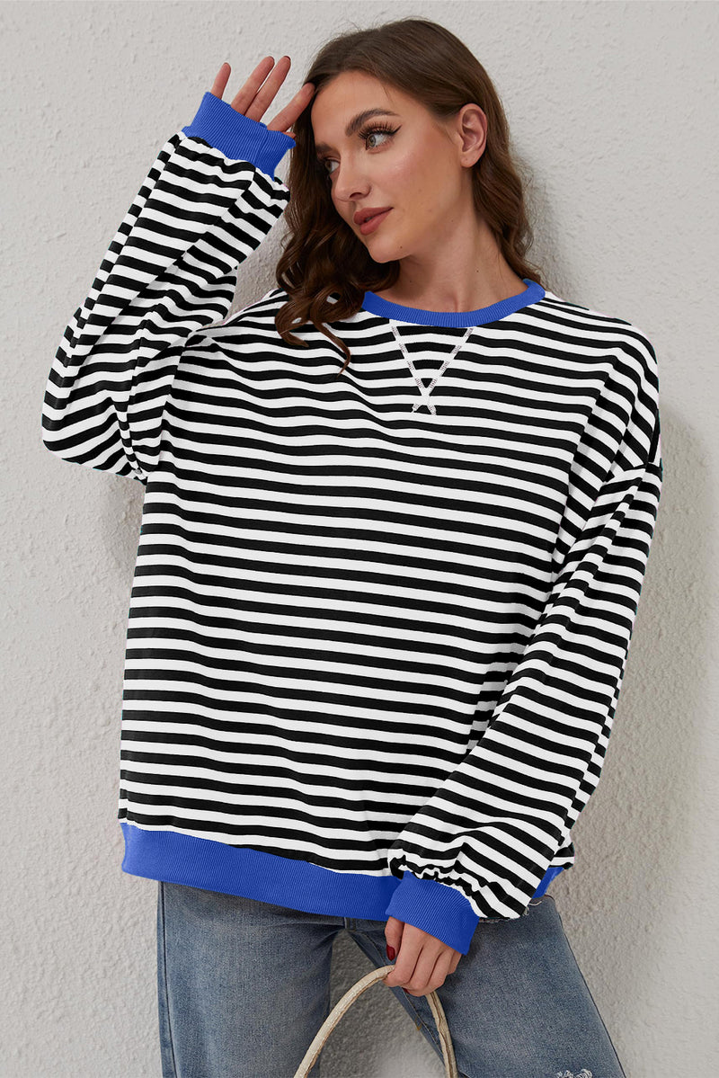 *WEBSITE EXCLUSIVE* Stripe Contrast Edge Oversized Pullover