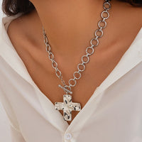 Gold or Silver Hammered Cross Necklace