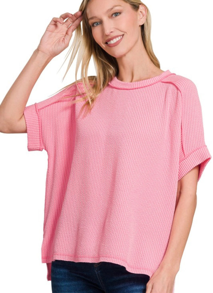 Pink Raised Rib Tee