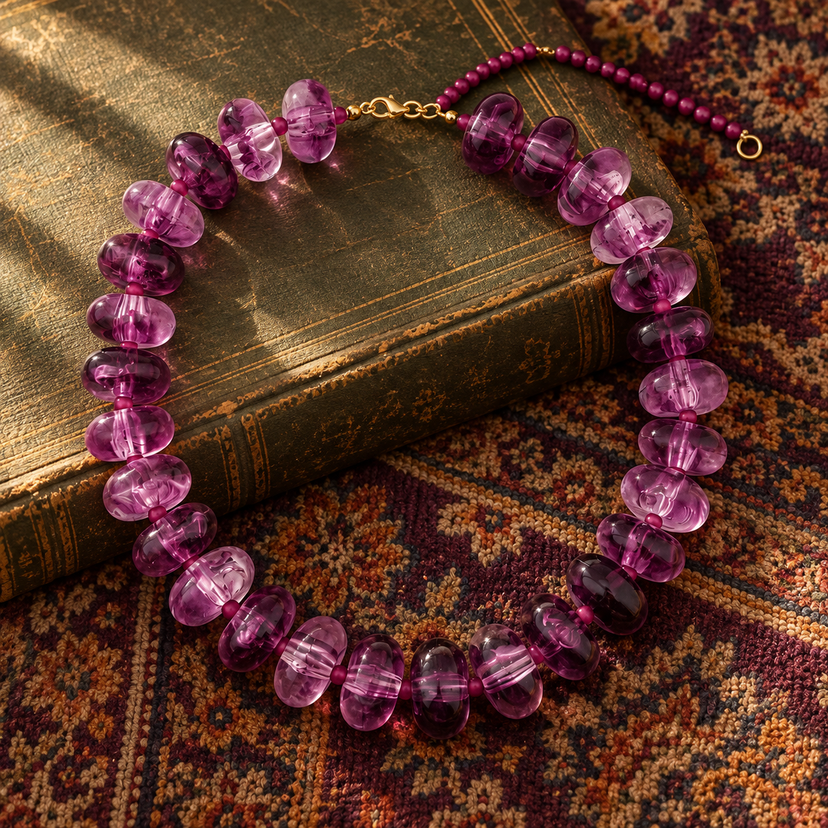 Transparent Purple Chunky Bead Necklace