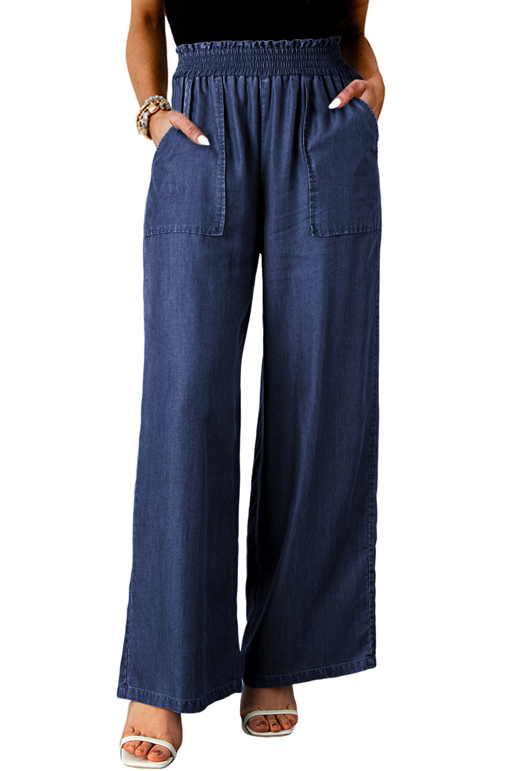 *WEBSITE EXCLUSIVE*  Landry Smocked High Waist Wide Leg Jeans