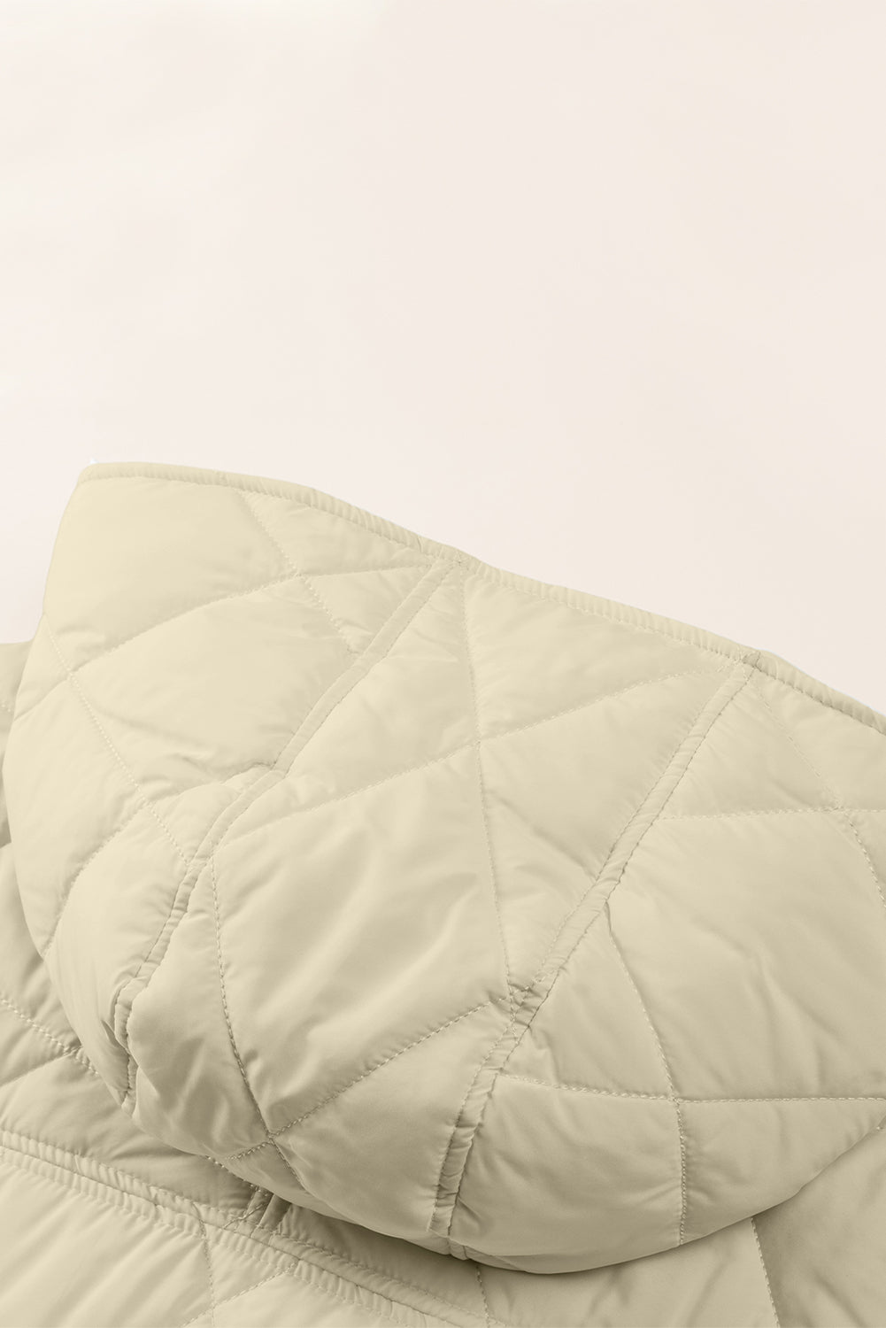 *Website Exclusive* Beige Quilted Snap Button Hooded Puffer Coat