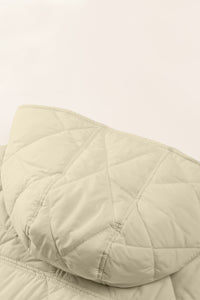 *Website Exclusive* Beige Quilted Snap Button Hooded Puffer Coat