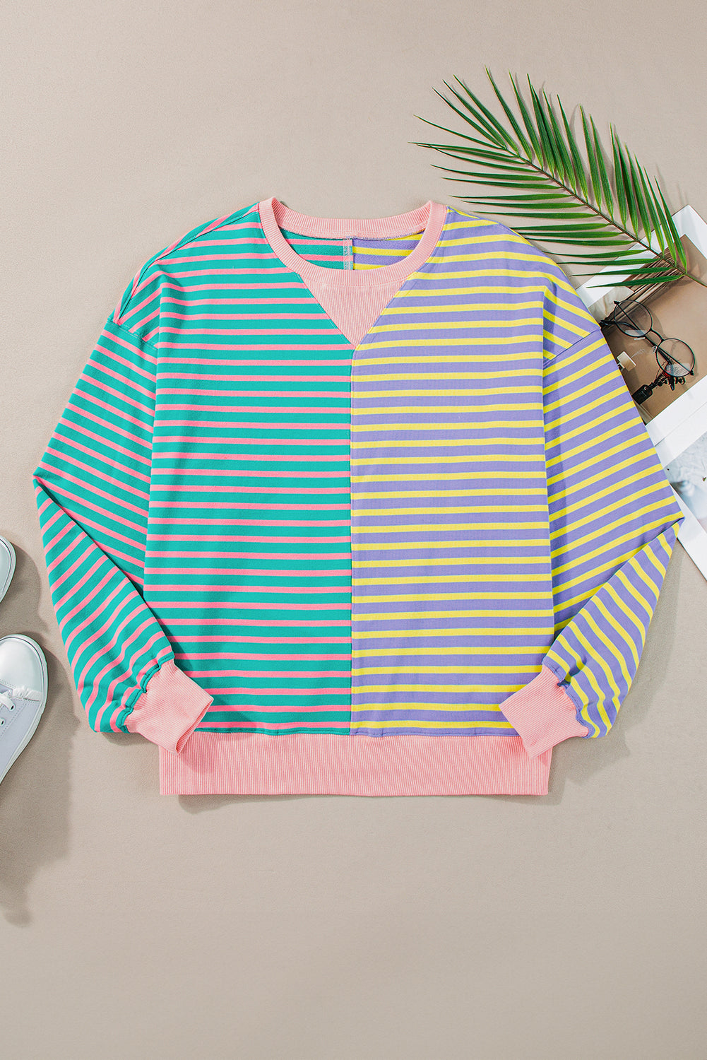 *WEBSITE EXCLUSIVE* Addie Stripe Colorblock Oversized Sweatshirt