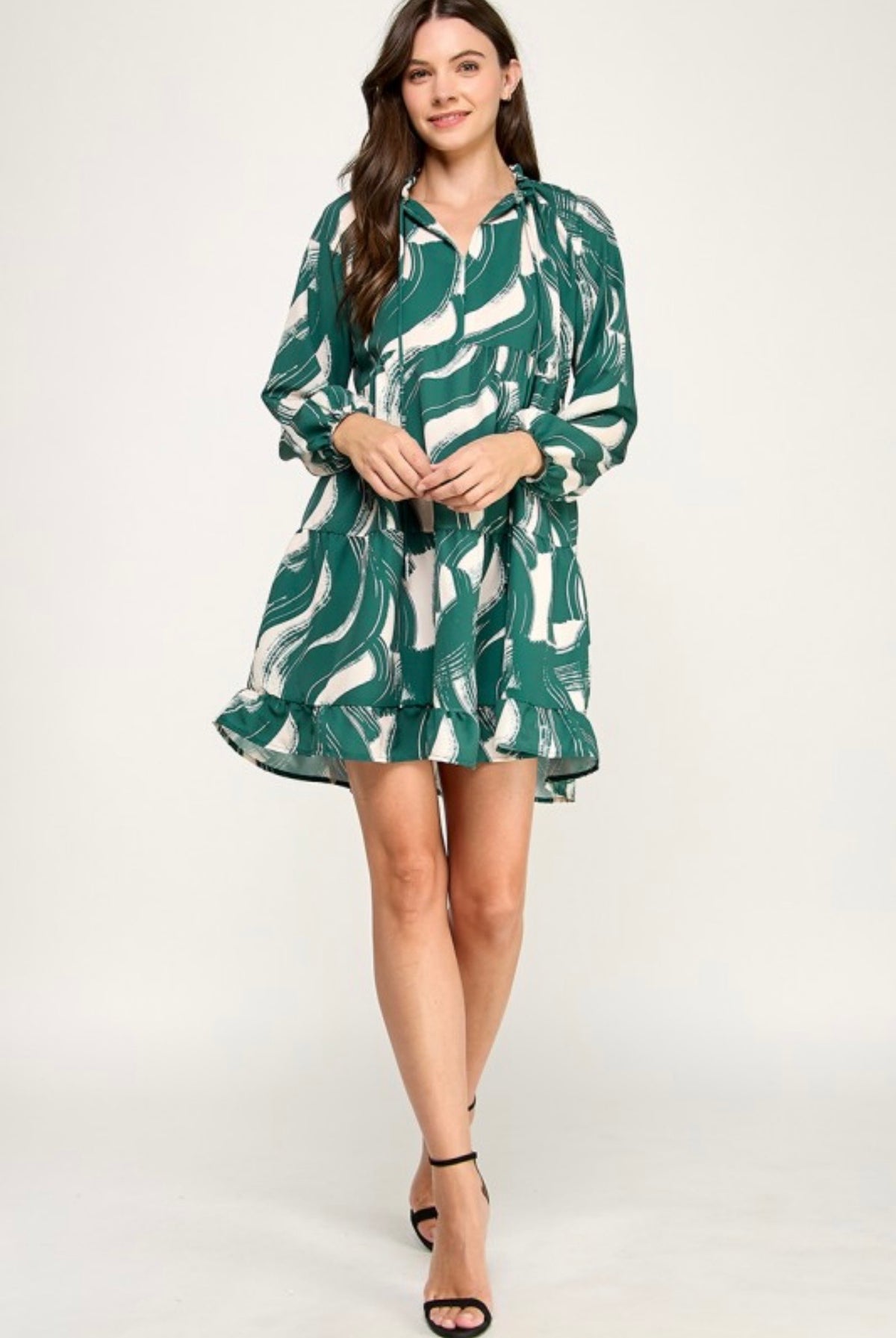 Green & White Dress