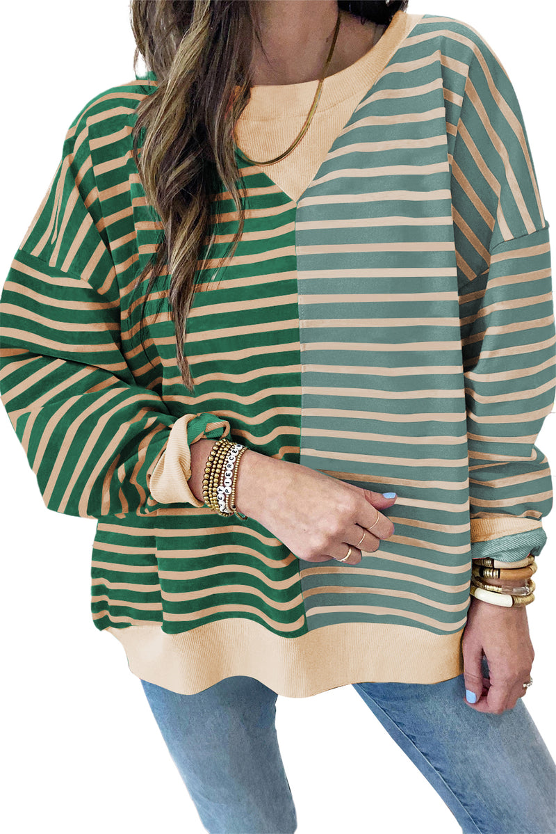 *WEBSITE EXCLUSIVE* Addie Stripe Colorblock Oversized Sweatshirt