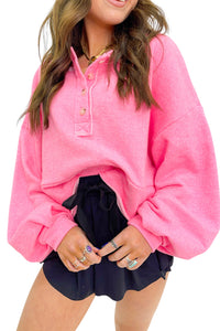 *WEBSITE EXCLUSIVE*  Pink Drop Sleeve Henley Sweatshirt