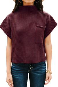 *Website Exclusive* Lee Patch Pocket Ribbed Knit Short Sleeve Sweater