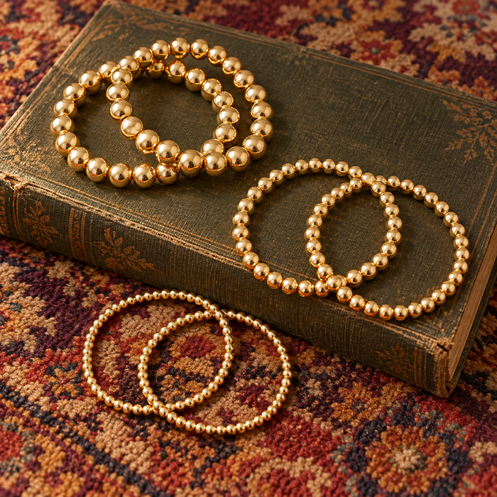 Set of Seven Gold Beaded Bracelets